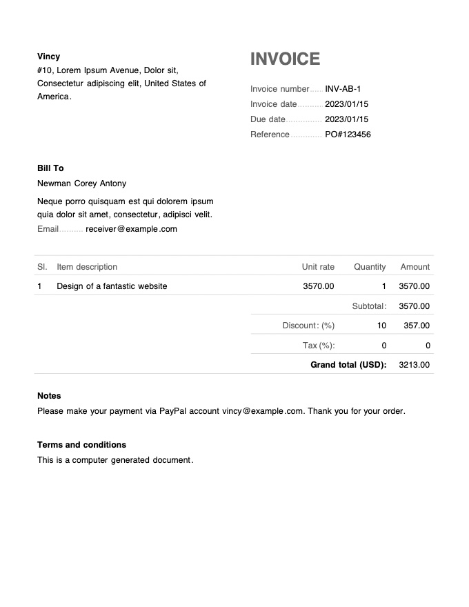 Freelance Invoice